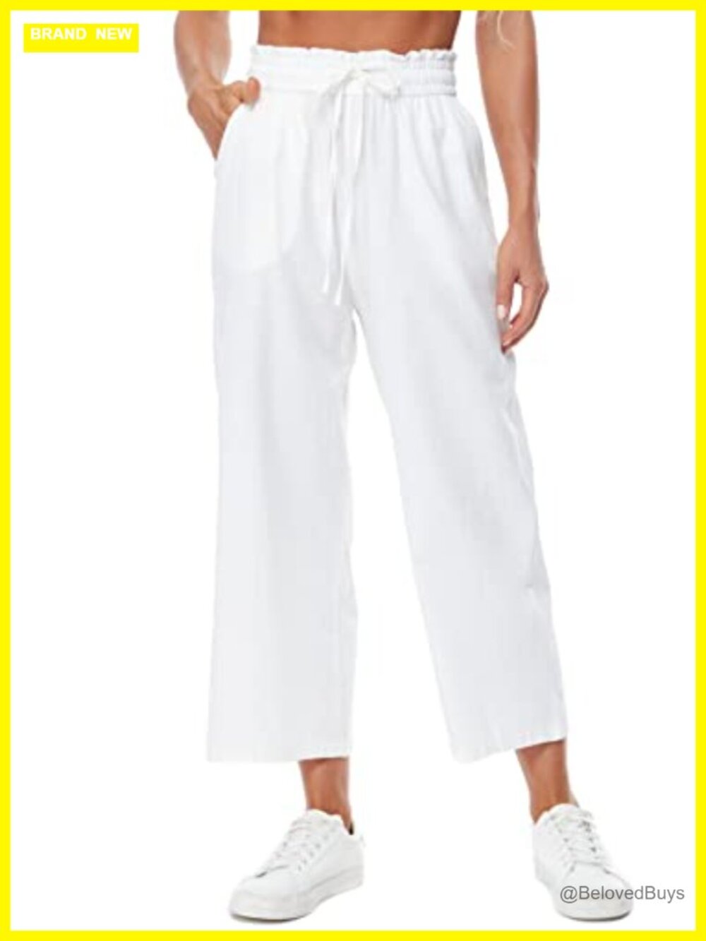Linen Pants Wide Leg High Waisted Drawstring Casual with Pockets